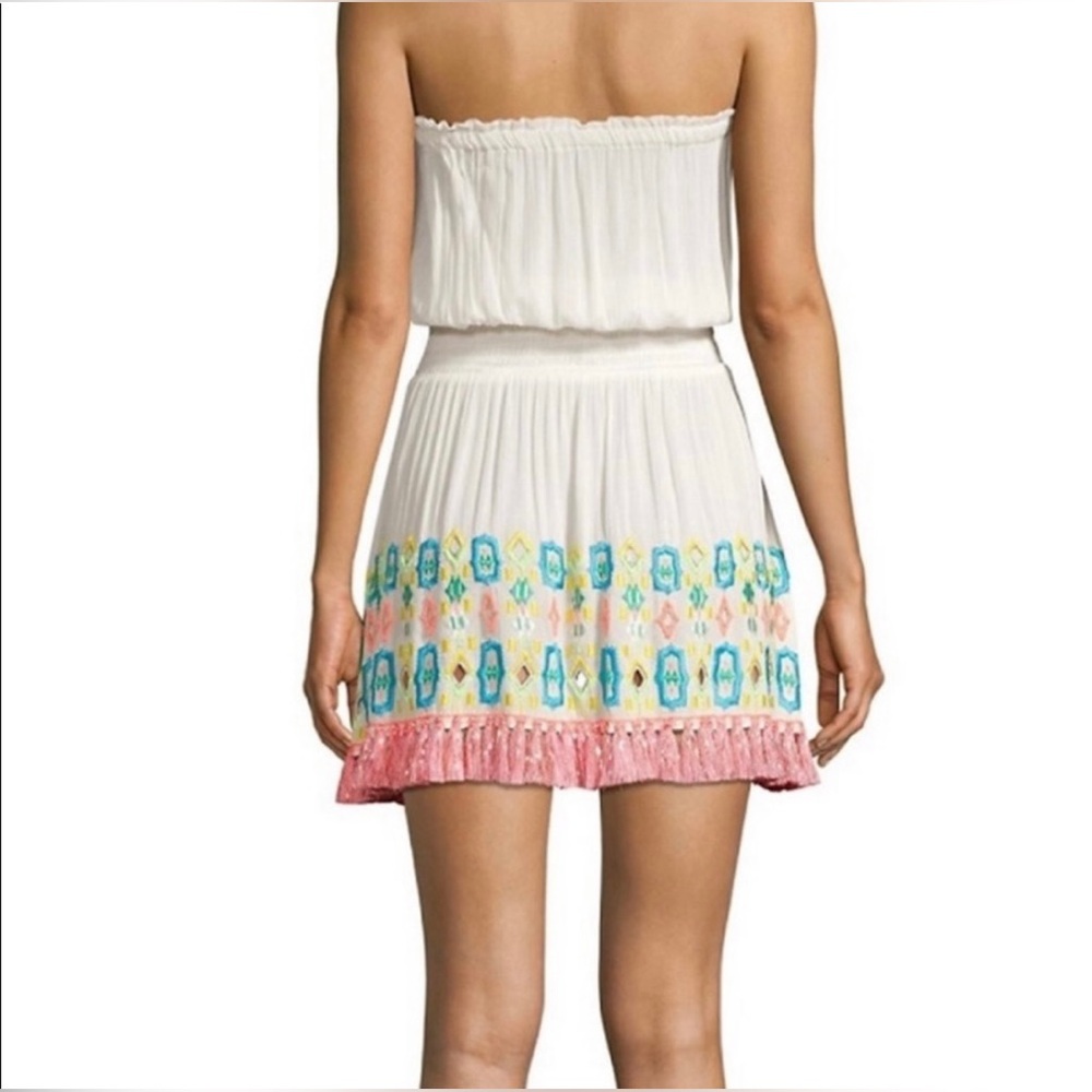 Ramy Brook Paola Embroidered Mini skirt tassel trim
